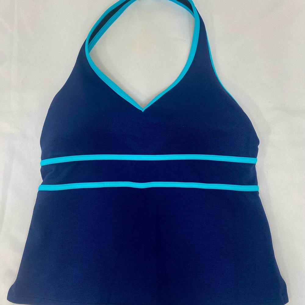 Lands End Swim Top‎ Tankini 8 Navy Blue Classic
